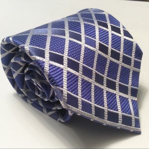 Galo Cossinni blue silver geom silk tie